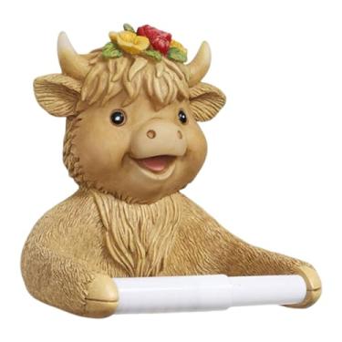 Imagem de predolo Suporte de Papel Higiênico em Resina em Formato de Vaca para Decoração de Casa, Organizador, Porta-Toalhas para Banheiro, Hotel ou Casa de Campo