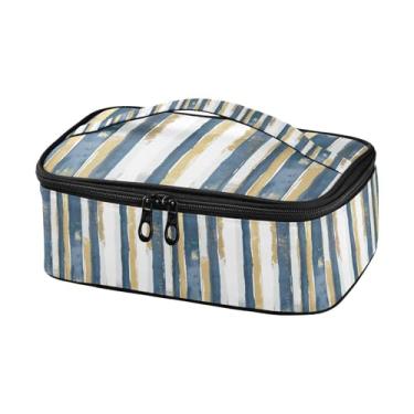 Imagem de GUIJI Lancheira com listras verticais em aquarela, à prova de vazamento, lancheira para mulheres e homens, lancheira portátil para trabalho, piquenique, viagens