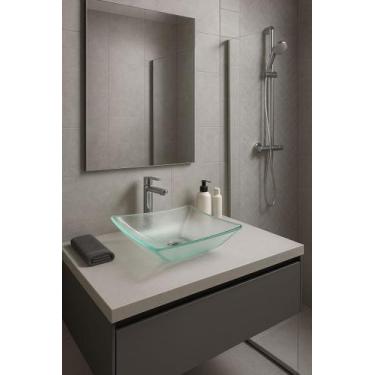 Imagem de Cuba Quadrada De Vidro Fosco Incolor DE APOIO DE SOBREPOR - VB CRISTAI