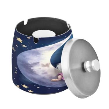 Imagem de Blueangle Cinzeiro de gnomo fofo com tampa para cigarros, à prova de vento/chuva, aço inoxidável, sem fumaça, inodoro, cinzeiro para uso interno ou externo (5)