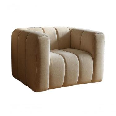 Imagem de Poltrona Mona Decorativa Confortável Moderna Sala De Estar - Linho Marrom 150