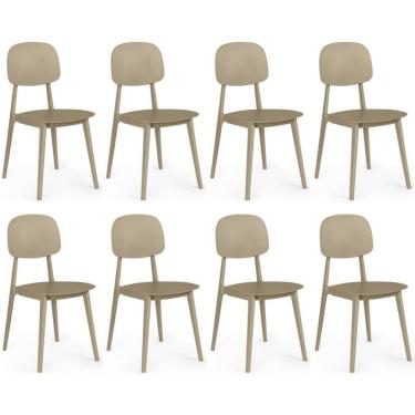 Imagem de Kit 8 Cadeiras Itália Para Sala/cozinha Em Polipropileno - Nude