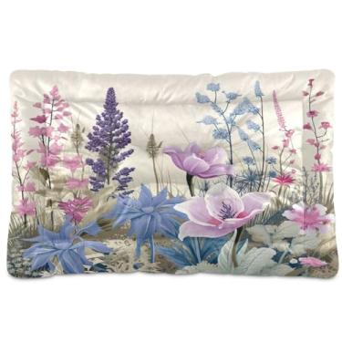Imagem de SEHANY Cama de jardim para cães com flores vibrantes, cama de gato com fundo antiderrapante, cama de canil, colchão macio para animais de estimação, lavável para cães pequenos, médios e grandes, gatos