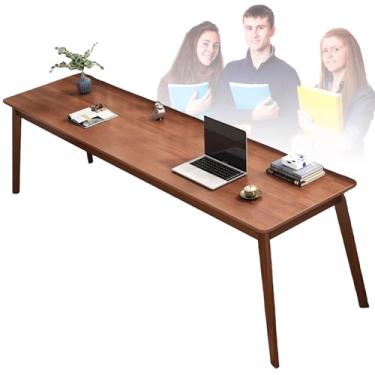 Imagem de HGTRH Mesa para duas pessoas, mesa executiva grande com pernas de mesa de madeira maciça, estação de trabalho de computador, mesa de escrita, mesa de estudo, ergonomia, rolamento de carga, 150 kg