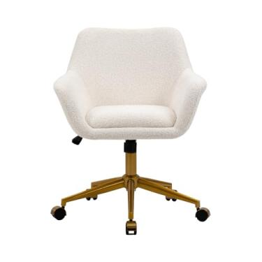 Imagem de Cadeira Poltrona Giratória Pelegrin PEL-2001 Dourada e Branca