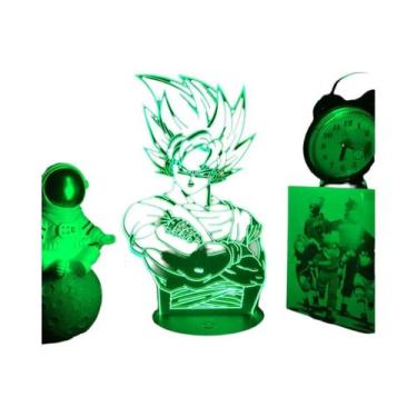 Imagem de Luminária LED Super Saiyan Goku Com Suporte De Acrílico, Decoração De 