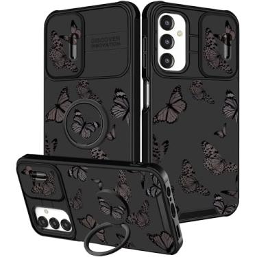 Imagem de Funermei Capa para celular Samsung Galaxy A15 5G - Capa de telefone feminina bonita estética borboleta preta design exclusivo com capa de câmera e suporte de anel Funda para Samsung A15 5G