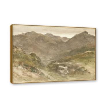 Imagem de NHLDZYH Moldura de teca. Arte em tela emoldurada estilo constable (A View of Borrowdale), impressões de parede de paisagem inglesa, decoração de parede com tema de natureza para quarto ou escritório
