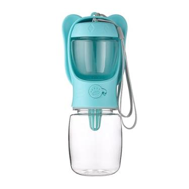 Imagem de Asixxsix Garrafa de água Portátil para Animais de Estimação e Recipiente de Comida, Dispensador de água para Cães à Prova de Vazamento de 350 Ml Com Filtro de Carbono Embutido (Azul)