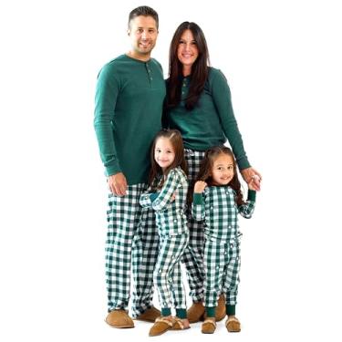 Imagem de JAMIE Pijamas de Natal Combinando Família, 100% Algodão Orgânico, Adultos, Crianças, Bebês, Animais de Estimação, Verde Xadrez, Médio