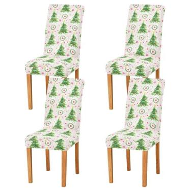 Imagem de Wassud Capas de cadeira de Natal listradas para sala de jantar capas de cadeira de cozinha laváveis conjunto de 4 capas de cadeira de cozinha