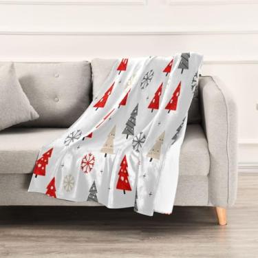 Imagem de Wassud Cobertores e mantas de Natal 152 x 228 cm, árvore de Natal e flocos de neve, cobertor para sofá, cadeira e decoração de casa