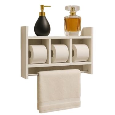 Imagem de Nicho Porta Toalha e Papel 100% MDF Branco 15mm com Tubo Metálico – Montado, Decoração e Organização para Banheiro