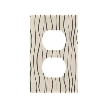 Imagem de Wassud Placa de cobertura para interruptor de luz, capas de tomada decorativas, placa de parede para tomadas elétricas, linhas onduladas simples, duplex 12 x 7 cm
