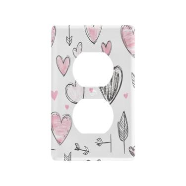 Imagem de Wassud Placa de cobertura para interruptor de luz, corações e flechas, capas de tomada decorativas, placa de parede para tomadas elétricas duplex 12 x 7 cm