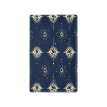 Imagem de Wassud Placa de cobertura para interruptor de luz, marrom com olhos turcos, capas de tomada decorativas, placa de parede para tomadas elétricas em branco 11 x 6 cm