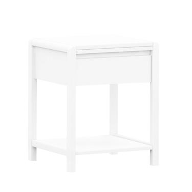 Imagem de Mesa de Cabeceira em Madeira Maciça 1 Gaveta Modena Branco