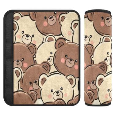 Imagem de Burbuja Capa para cinto de segurança de carro Cartoon Bears Protetor de cinto de segurança de carro macio confortável para alça de ombro de assento, 1 par médio
