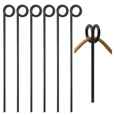 Imagem de MorningRo 6 peças de estacas de corda única de 96 cm, postes de aço/estacas pretas com postes de cerca de laço para criar uma borda de corda em torno de canteiros de flores, árvores, jardim