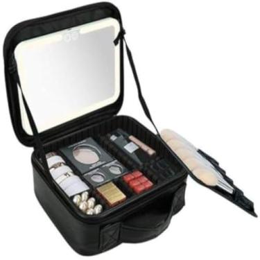 Imagem de Necessaire Com Alca Espelho Portatil Para Maquiagens e Cosmeticos