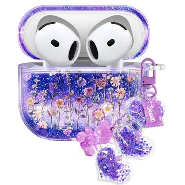 Imagem de Joyleop Capa protetora de silicone rígido para Airpods 4 para Airpods 4ª geração 2024 capa protetora de silicone para Airpods 4ª geração 2024 capa com Keychian