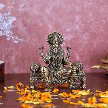 Imagem de Whitewhale Superfine Brass Lakshmi Idol Hindu Goddess Laxmi Idol | Estátua Laxmi | Laxmi Brass Idol | Laxmi Lakshmi Murti Home Office Showpiece Decor