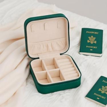 Imagem de Mini organizador de joias portátil – estojo de viagem compacto para brincos, colares, anéis e pulseiras (verde)