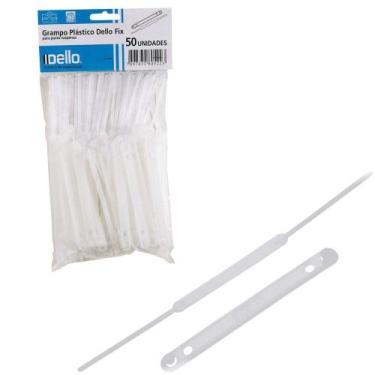 Imagem de Grampo Trilho Plástico Dello Dellofix c/50 Unidades Branco