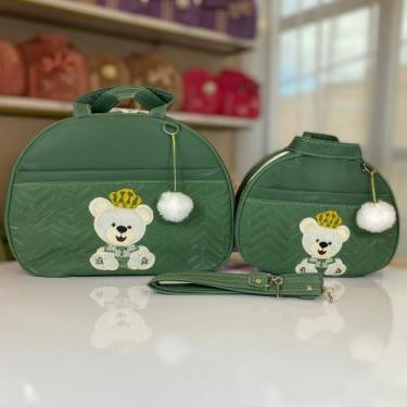 Imagem de Kit Bolsa Maternidade 2 para Mãe e Bebê Mala e Malinha com Ursinho Prí