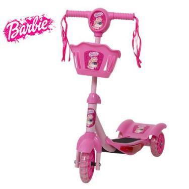 Imagem de Brinquedo Infantil Patinete Barbie Scooter 3 Rodas Com Cesta - Zein