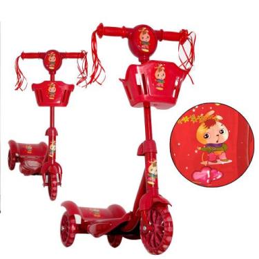 Imagem de Patinete Scooter Guidao Acolchoado Menina Infantil Vermelho - TOYS 2U