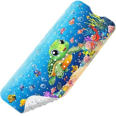Imagem de Tapete de banho de bebê com desenho atualizado antiderrapante - tapete de banheira extralongo de 101,6 cm x 40,6 cm para bebês, tapete de banho ecológico durável para banheira, antiderrapante com