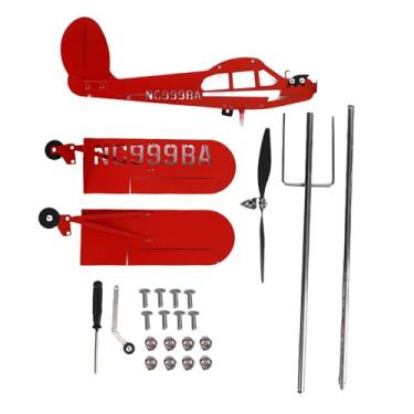 Imagem de Avião Wind Spinner Moinho de de metal de ferro de 10,6 polegadas Escultura decorativa de jardim ao ar livre para gramado Enfeites de fazenda Durável, resistente às intempéries