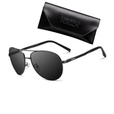 Imagem de Óculos De Sol Hroch Polarizado Uv400 Armação em Metal modelo Roma Aviador (Preto)