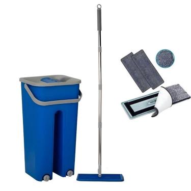 Imagem de Rodo Flat Mop E Balde Lava E Seca 5l Com 2 Refis - Limpeza Eficiente