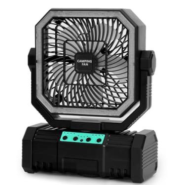 Imagem de Super RGB Ventilador de acampamento portátil, ventilador oscilante operado por bateria recarregável de 20000 mAh para tendas - preto
