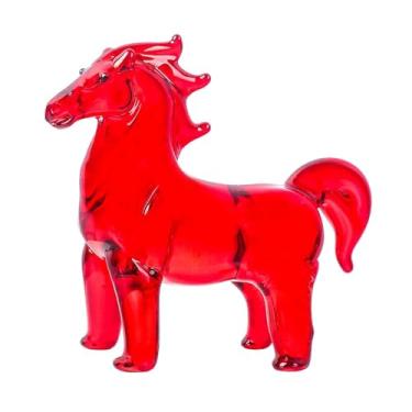 Imagem de Ｂｅｓｇａ Estatueta de Cavalo de Vidro, Elegante, Criativa e Robusta, Ornamento de Mesa, Escultura Artística Realista para Sala de Estar, Escritório ou Presente, Vermelho