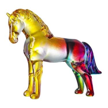 Imagem de Wswqop Estátua de cavalo de vidro em miniatura, peça de arte colecionável, ornamento Feng Shui para loja, sala de estar, Natal e Halloween, Style E
