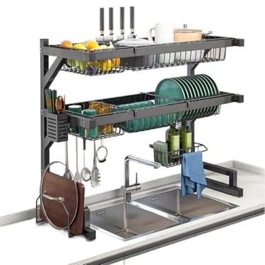 Imagem de Suspensa Modular Escorredor Louça Organizador Estante de asfalto duplo 65/85cm(Decker de 85 cm)