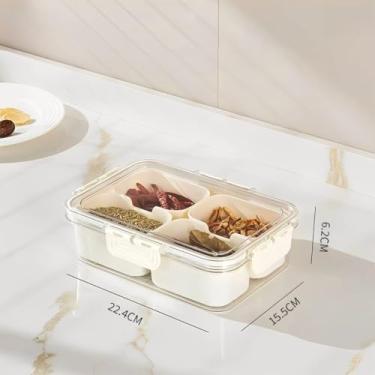 Imagem de Caixa Organizadora para Geladeira Transparente Empilhável com Divisórias – Organizador de Alimentos Multiuso(Caixa 4 Divisórias Curtas)