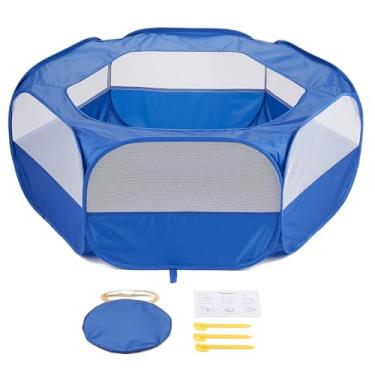 Imagem de Playpen para Animais Pequenos Portátil Plegável Cerca de Exercício com Porta Lateral Leve Fácil Montar Armazenar Lavável Respirável Água- Jaula Pet Interior Viagem Camping Galinhas Gatos Cães Coelhos