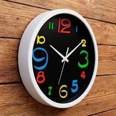 Imagem de Relógio De Parede Colorido Silencioso Sala Escritório 31cm