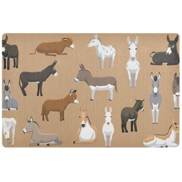 Imagem de Tapetes de porta marrom de burro de cavalo personalizado, tapete de entrada, impermeável, absorvente e lamacento, tapetes grandes antiderrapantes para casa, lavável 81 x 50 cm