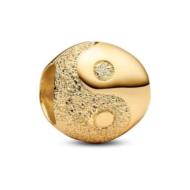 Imagem de Amuefer Pingente S925 Yin Yang Tai Chi banhado a ouro 14K, presente de joias, aniversário, Natal, Dia das Mães, Dia dos Namorados, casal amigo da família, pulseiras, colares, berloques femininos