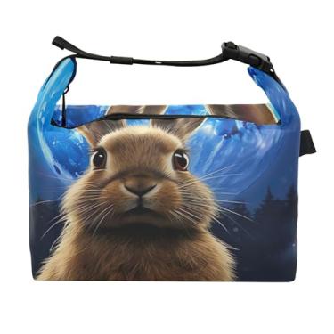 Imagem de TSENQUE Lancheira personalizada coelho luar para mulheres adultas lancheira isolada reutilizável personalizada lancheira para trabalho