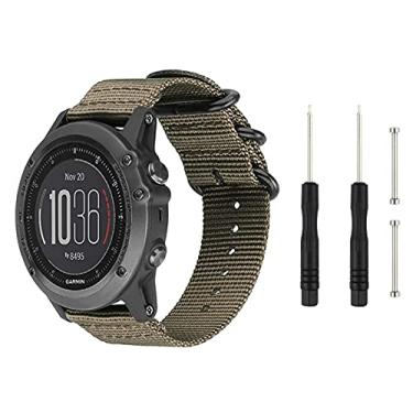 Imagem de Digit.Tail Pulseira de substituição de nylon militar esportiva universal, 26 mm, acessório com pinos e ferramentas de remoção para Garmin Fenix 3/Fenix 3 HR, relógio inteligente Fenix 5X (Cáqui)