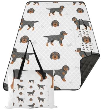 Imagem de TSENQUE Tapete de praia Rottweiler Poodle Dogs, impermeável, à prova de areia, cobertor de acampamento, fofo, essencial de piquenique, dobrável, 203 x 395 cm