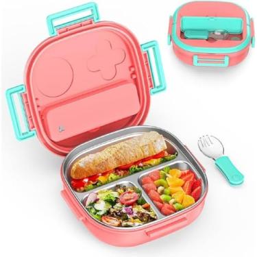 Imagem de Marmita Lancheira Térmica Com e Colher Pote Para Crianças de 304 Aço Inoxidável Forro Para Sopas Caldos (azul)