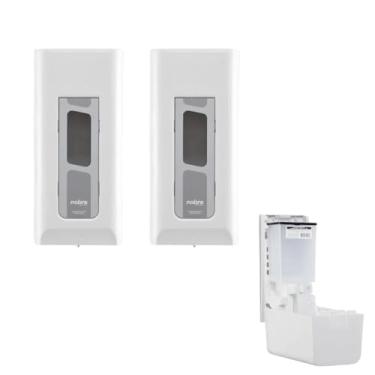 Imagem de Kit com 2 Dispenser para Sabonete Líquido ou Álcool Gel 800ml Com Reservatório - Branco