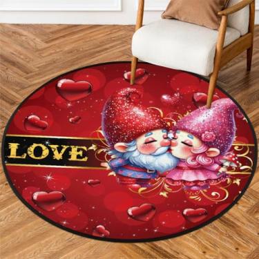 Imagem de Tapete redondo pequeno de 1,5 m para dia dos namorados, tapete circular antiderrapante, lavável, para quarto, sala de estar, berçário, cozinha, banheiro, entrada, decoração de casa